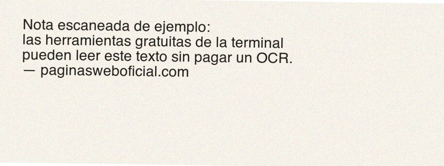 Imagen simulando una nota escaneada con grano y rotación leve